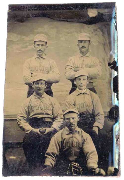 1880s Tintype 5 Players in Uniform